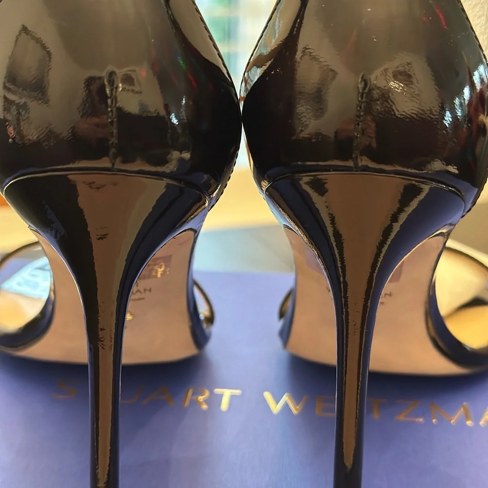 Stuart Weitzman Glossy Nudist Curve Black Heels - Picture 4 of 5
